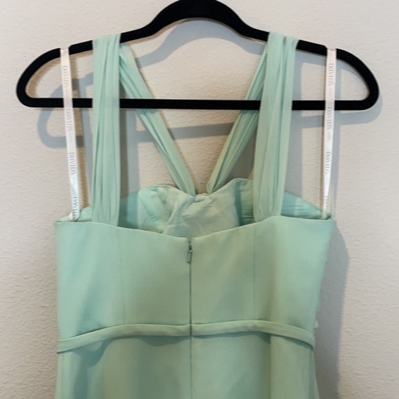 David’s Bridal Y-Neck Ruched Bodice Short Dress 4 - Picture 6 of 14